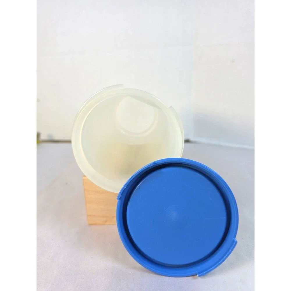 Vtg Tupperware Modular Mates 1641 Round Cylinder Container 22oz Sheer Blue Lid